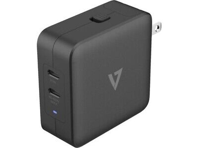 Adaptateur secteur V7 65W deux port USB-C noir