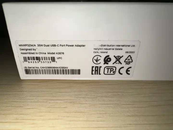 Chargeur Apple double USB-C 35W iPhone, Macbook, iPad