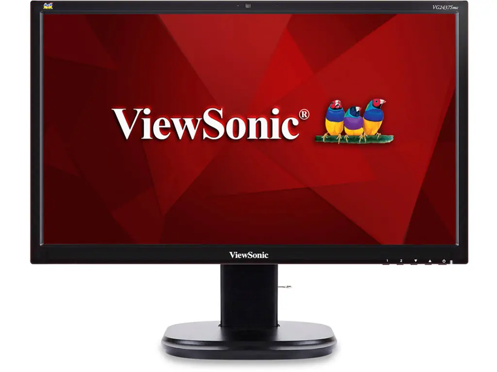 Ecran Refurb Viewsonic VG2437Smc Grade B / 23.6″ / 1920×1080 (Full HD) / Non tactile / 0 HDMI / 1 DP / 1 DVID / 1 VGA / 0 USB-C / 2 USB / Sans Webcam / 16:9 / Avec Enceinte intégrée / 2015 / Avec socle / Noir