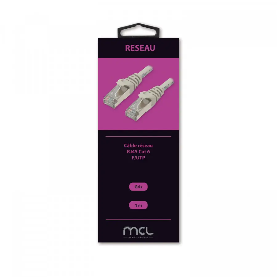 Câble réseau MCL - 1 m Catégorie 6 - Blindé - Gris