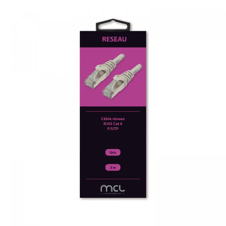 Câble réseau MCL - 3 m Catégorie 6 - Blindé - Gris 