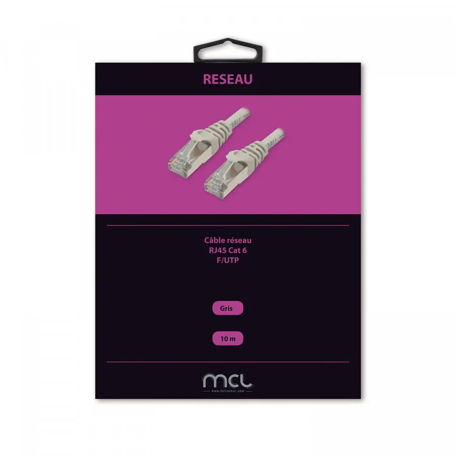 Câble réseau MCL - 10 m Catégorie 6 - Blindé - Gris