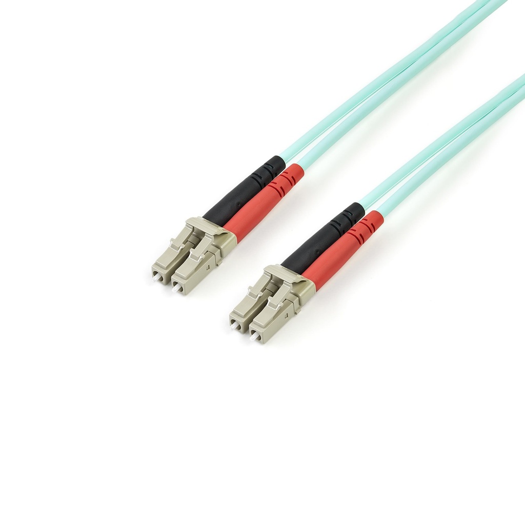 Câble Fibre Optique Multimode de 2m LC/UPC à LC/UPC OM3, Fibre Zipcord Full Duplex 50/125µm, Réseaux 100G, LOMMF/VCSEL, <0.3dB Faible Perte d'Insertion, Cordon Patch Fibre LSZH