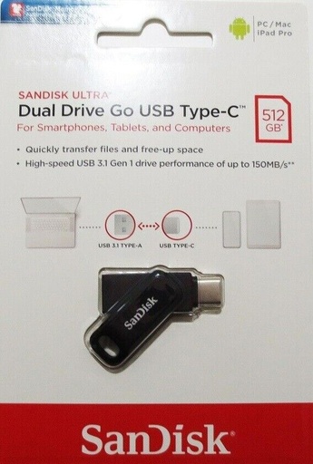 [CLEUSBC64GSANDISK] Clé USB-C 64Go SanDisk USB type C 3.1
