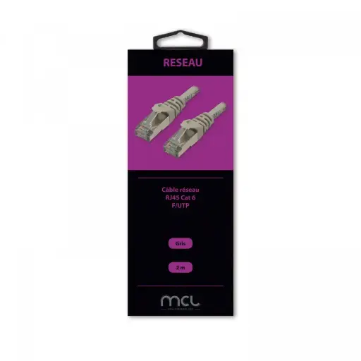Câble réseau MCL - 2 m Catégorie 6 - Blindé - Gris