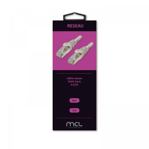 Câble réseau MCL - 3 m Catégorie 6 - Blindé - Gris 