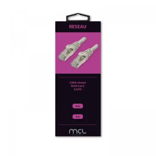 Câble réseau MCL - 5 m Catégorie 6 - Blindé - Gris  