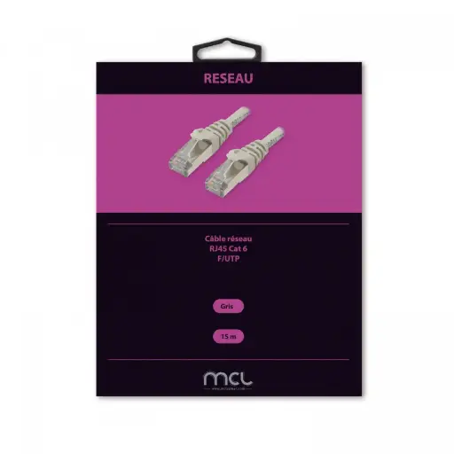 Câble réseau MCL - 15 m Catégorie 6 - Blindé - Gris