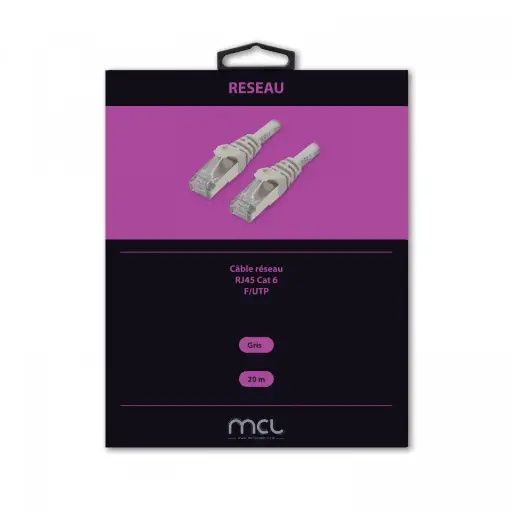 Câble réseau MCL - 20 m Catégorie 6 - Blindé - Gris